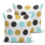 - Suet-K-8279-Gorsel2 - Realhomes  Çift Taraflı Beyaz Zeminli Renkli Puantiyeli Dijital Baskılı Modern Süet Yastık Kırlent Kılıfı Realhomes