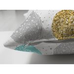 Çift Taraflı Beyaz Zemin Üzerinde Gold Detaylı Renkli Puantiye Desenli Süet Yastık Kırlent Kılıfı Realhomes