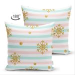 - Suet-K-8285-Gorsel2 - Realhomes Çift Taraflı Beyaz Zeminli Renkli Yatay Çizigili Gold Detaylı Kartanesi Desenli Süet Kırlent Kılıfı Realhomes