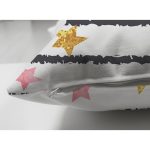 - Suet-K-8292-Gorsel3 - Realhomes Çift Taraflı Beyaz Zemin Üzerinde Siyah Çizgili Renkli Yıldız Desenli Süet Yastık Kırlent Kılıfı Realhomes