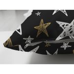 - Suet-K-8297-Gorsel3 - Realhomes Çift Taraflı Siyah Zemin Üzerinde Gold Detaylı Beyaz Yıldız Desenli Süet Yastık Kırlent Kılıfı Realhomes