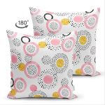 - Suet-K-8298-Gorsel2 - Realhomes Çift Taraflı Beyaz Zemin Üzerinde Gold Detaylı Renkli Puantiye Desenli Süet Yastık Kırlent Kılıfı Realhomes