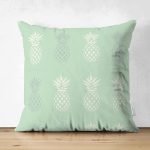- Suet-K-8305-Gorsel1 - Realhomes Çift Taraflı Pastel Zemin Üzerinde Ananas Desenli Dijital Baskılı Modern Süet Yastık Kırlent Kılıfı Realhomes