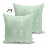 - Suet-K-8305-Gorsel2 - Realhomes Çift Taraflı Pastel Zemin Üzerinde Ananas Desenli Dijital Baskılı Modern Süet Yastık Kırlent Kılıfı Realhomes