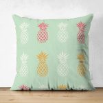 - Suet-K-8306-Gorsel1 - Realhomes Çift Taraflı Pastel Zemin Üzerinde Ananas Desenli Dijital Baskılı Modern Süet Yastık Kırlent Kılıfı Realhomes