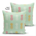 - Suet-K-8306-Gorsel2 - Realhomes Çift Taraflı Pastel Zemin Üzerinde Ananas Desenli Dijital Baskılı Modern Süet Yastık Kırlent Kılıfı Realhomes