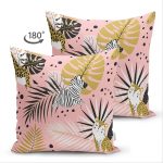 - Suet-K-8308-Gorsel2 - Realhomes Çift Taraflı Pastel Zemin Üzerinde Gold Detaylı Yaprak Desenli Modern Süet Yastık Kırlent Kılıfı Realhomes