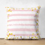 - Suet-K-8310-Gorsel1 - Realhomes Çift Taraflı Beyaz Zemin Üzerinde Gold Detaylı Kalp Desenli Modern Süet Yastık Kırlent Kılıfı Realhomes