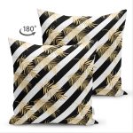 - Suet-K-8313-Gorsel2 - Realhomes  Çift Taraflı Beyaz Zemin Üzerinde Gold Detaylı Yaprak Desenli Modern Süet Yastık Kırlent Kılıfı Realhomes