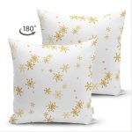 - Suet-K-8317-Gorsel2 - Realhomes Çift Taraflı Beyaz Zemin Üzerinde Gold Detaylı Kartanesi Desenli Süet Yastık Kırlent Kılıfı Realhomes