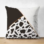 Çift Taraflı Renkli Zeminli Siyah Puantiye Desenli Dijital Baskılı Modern Süet Yastık Kırlent Kılıfı Realhomes