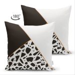 Çift Taraflı Renkli Zeminli Siyah Puantiye Desenli Dijital Baskılı Modern Süet Yastık Kırlent Kılıfı Realhomes