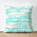 - Suet-K-8322-Gorsel1 - Realhomes Çift Taraflı Beyaz Zeminli Renkli Yaprak Desenli Dijital Baskılı Modern Süet Yastık Kırlent Kılıfı Realhomes