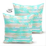 - Suet-K-8322-Gorsel2 - Realhomes Çift Taraflı Beyaz Zeminli Renkli Yaprak Desenli Dijital Baskılı Modern Süet Yastık Kırlent Kılıfı Realhomes