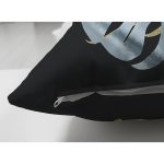 Çift Taraflı Siyah Zemin Üzerinde Yaprak Desenli Dijital Baskılı Modern Süet Yastık Kırlent Kılıfı Realhomes