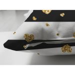 Çift Taraflı Beyaz Zemin Üzerinde Gold Detaylı Kalp Desenli Modern Süet Yastık Kırlent Kılıfı Realhomes