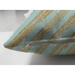 Çift Taraflı Renkli Zemin Üzerinde Gold Detaylı Yatay Çizgili Modern Süet Yastık Kırlent Kılıfı Realhomes