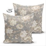 - Suet-K-8330-Gorsel2 - Realhomes  Çift Taraflı Renkli Zemin Üzerinde Gül Desenli Dijital Baskılı Modern Süet Yastık Kırlent Kılıfı Realhomes