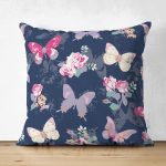 - Suet-K-8341-Gorsel1 - Realhomes Çift Taraflı Renkli Zemin Üzerinde Kelebek Desenli Dijital Baskılı Modern Süet Yastık Kırlent Kılıfı Realhomes