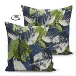 Çift Taraflı Siyah Zemin Üzerinde Yaprak Desenli Dijital Baskılı Modern Süet Yastık Kırlent Kılıfı Realhomes