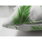 Çift Taraflı Beyaz Zemin Üzerinde Yeşil Yaprak Desenli Süet Yastık Kırlent Kılıfı Realhomes