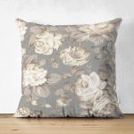 - Suet-K-8344-Gorsel1 - Realhomes Çift Taraflı Renkli Zemin Üzerinde Gül Desenli Dijital Baskılı Modern Süet Yastık Kırlent Kılıfı Realhomes