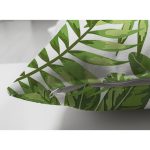 Çift Taraflı Beyaz Zemin Üzerinde Yeşil Yaprak Desenli Süet Yastık Kırlent Kılıfı Realhomes