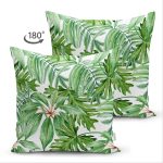 - Suet-K-8352-Gorsel2 - Realhomes Çift Taraflı Beyaz Zemin Üzerinde Yeşil Yaprak Desenli Süet Yastık Kırlent Kılıfı Realhomes