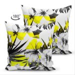 Çift Taraflı Beyaz Zemin Üzerinde Çiçek Desenli Dijital Baskılı Modern Süet Yastık Kırlent Kılıfı Realhomes