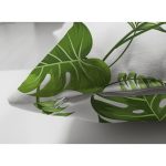 - Suet-K-8355-Gorsel3 - Realhomes Çift Taraflı Beyaz Zemin Üzerinde Yeşil Yaprak Desenli Süet Yastık Kırlent Kılıfı Realhomes