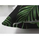 Çift Taraflı Siyah Zemin Üzerinde Yeşil Yaprak Desenli Süet Yastık Kırlent Kılıfı Realhomes