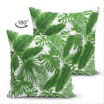 - Suet-K-8358-Gorsel2 - Realhomes  Çift Taraflı Beyaz Zemin Üzerinde Yeşil Yaprak Desenli Süet Yastık Kırlent Kılıfı Realhomes
