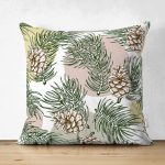 Çift Taraflı Beyaz Zemin Üzerinde Renkli Puantiyeli Sonbahar Yapraklı Süet Yastık Kırlent Kılıfı Realhomes