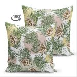 Çift Taraflı Beyaz Zemin Üzerinde Renkli Puantiyeli Sonbahar Yapraklı Süet Yastık Kırlent Kılıfı Realhomes