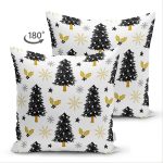 - Suet-K-8361-Gorsel2 - Realhomes Çift Taraflı Beyaz Zemin Üzerinde Çamağacı Desenli Dijital Baskılı Modern Süet Yastık Kırlent Kılıfı Realhomes