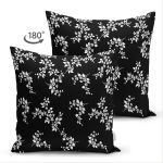 - Suet-K-8363-Gorsel2 - Realhomes Çift Taraflı Siyah Zeminli Beyaz Çiçek Desenli Dijital Baskılı Modern Süet Yastık Kırlent Kılıfı Realhomes