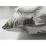 Çift Taraflı Beyaz Zeminli Renkli Kozalak Desenli Dijital Baskılı Modern Süet Yastık Kırlent Kılıfı Realhomes