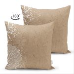 - Suet-K-8367-Gorsel2 - Realhomes  Çift Taraflı Renkli Zeminli Beyaz Yaprak Desenli Dijital Baskılı Modern Süet Yastık Kırlent Kılıfı Realhomes