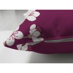 Çift Taraflı Bordo Zemin Üzerinde Beyaz Rengarenk Çiçek Desenli Modern Süet Yastık Kırlent Kılıfı Realhomes