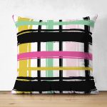 - Suet-K-8370-Gorsel1 - Realhomes Çift Taraflı Beyaz Zemin Üzerinde Renkli Ekose Desenli Süet Yastık Kırlent Kılıfı Realhomes