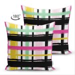 - Suet-K-8370-Gorsel2 - Realhomes Çift Taraflı Beyaz Zemin Üzerinde Renkli Ekose Desenli Süet Yastık Kırlent Kılıfı Realhomes