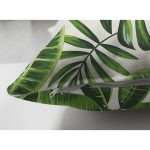 Çift Taraflı Beyaz Zeminli Yeşi Yaprak Desenli Dijital Baskılı Modern Süet Yastık Kırlent Kılıfı Realhomes