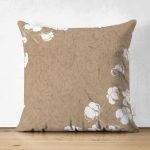 Çift Taraflı Rengarenk Zemin Üzerinde Beyaz Çiçek Desenli Süet Yastık Kırlent Kılıfı Realhomes