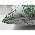 Çift Taraflı Beyaz Zeminli Yeşi Yaprak Desenli Dijital Baskılı Modern Süet Yastık Kırlent Kılıfı Realhomes