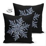 Çift Taraflı Siyah Zeminli Kartanesi Desenli Dijital Baskılı Modern Süet Yastık Kırlent Kılıfı Realhomes
