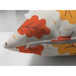 Çift Taraflı Renkli Zemin Üzerinde Sonbahar Yaprak Desenli Dijital Baskılı Modern Süet Yastık Kılıfı Realhomes