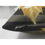 Çift Taraflı Renkli Zemin Üzerinde Siyah Çizgili Sonbahar Desenli Süet Yastık Kırlent Kılıfı Realhomes