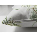 - Suet-K-8383-Gorsel3 - Realhomes Çift Taraflı Beyaz Zemin Üzerinde İnce Yaprak Desenli Kozalak Modern Süet Yastık Kırlent Kılıfı Realhomes