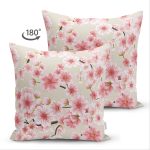 - Suet-K-8385-Gorsel2 - Realhomes Çift Taraflı Rengarenk Zemin Üzerinde Pembe Çiçek Desenli Süet Yastık Kırlent Kılıfı Realhomes