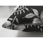 Çift Taraflı Siyah Zemin Üzerinde Çiçek Desenli Dijital Baskılı Modern Süet Yastık Kırlent Kılıfı Realhomes